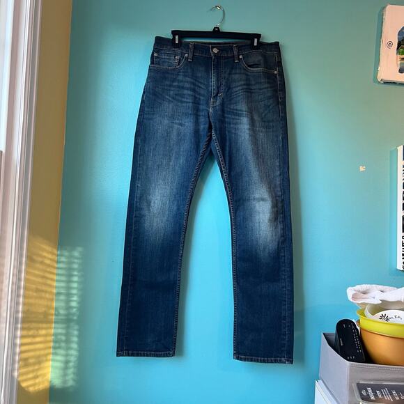 Levi's 513 Mens Denim Jeans Straight Fit 33 x 32 Medium Wash Blue Pants Solid - Picture 1 of 9